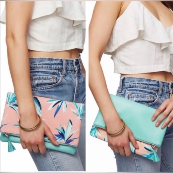 Rachel Pally Anthropologie Paradise Reversible Fold Over Clutch - Picture 6 of 9